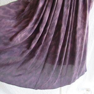 2 b rych Purple Silk Ruffle Tunic Top Blouse Flawy Wide Swing hem